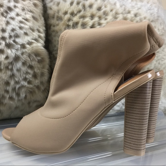 NUDE TRENDY PEEP TOE SEXY HIGH HEEL BOOTIES - Picture 3 of 7